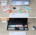 SELEAD Desktop Glass Whiteboard with Organizer, Markers, Eraser - Dry Erase Board with Drawer and Holder for Home,