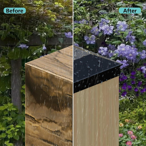 6X6 Post Caps for 5.5inx5.5in Wood Fence Post, Durable PP Plastic Cover with Mounting Screws, 4 Pcs, Black