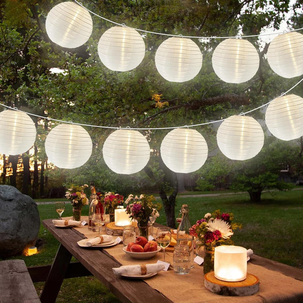 Lantern String Lights Outdoor, 27.5FT White Lantern String Lights Plug in with