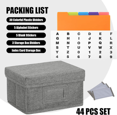 Qozary 4x6 1000+ Index Card Holder - Index Card Box With Dividers, Index Card Organizer Case, Foldable Flash Card