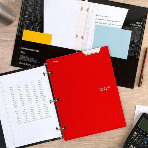 Five Star 4-Pocket Folder, 6 Pack, Assorted Colors, Paper Folder, Fits 3-Ring Binders, Holds 8-1/2" x 11" Paper (38058)
