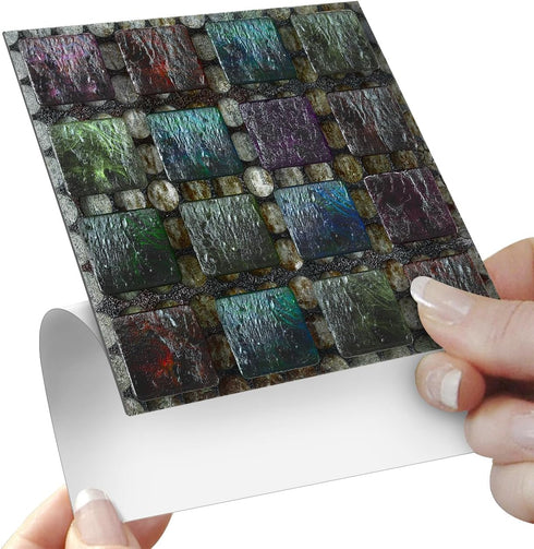 25Pcs Peel&Stick Mosaic Wall Tile Transfers for Home Decor, 4x4inch Waterproof Vinyl Splashback Sticker Tile Decal