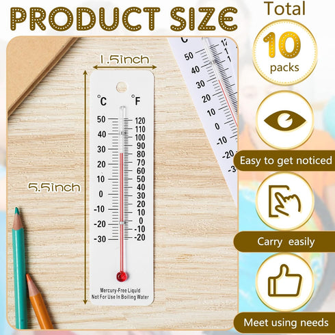 Maitys 10 Pcs Science Thermometers Mercury Free Student School Supplies Boiling Point Thermometers for Classroom