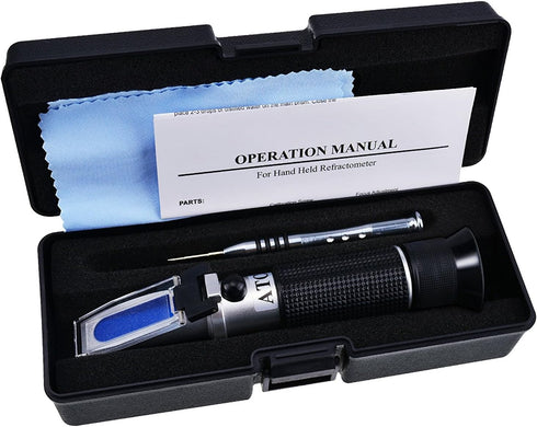2-in-1 Brix Salinity Refractometer with ATC, Dual Scale 0-32% Brix & 0-28% Salinity for Food and Liquid