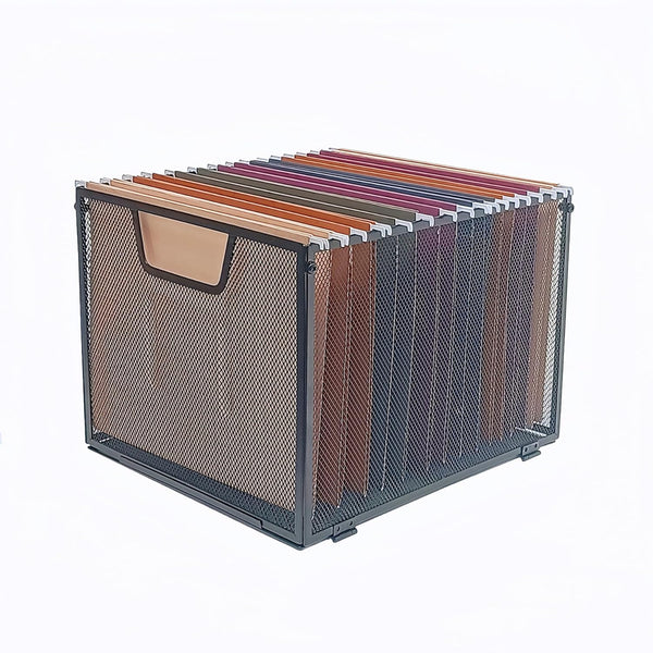 Metal File Baskets - Hanging File Folder Organizer, Letter Size, Black (1)