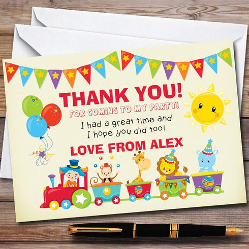 The Card Zoo Circus Animal Train Party Thank You Cards