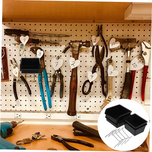 4pcs GLEAVI Pegboard Organizer Bins with Hooks Wall Mounted Tool Storage for Garage Workbench Screw and Accessory