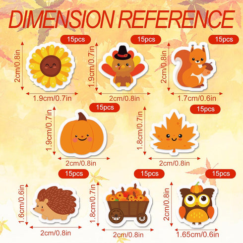 Whaline 120Pcs Fall Mini Erasers - Cute Pumpkin, Turkey, Maple, Sunflower for Autumn Party Favors