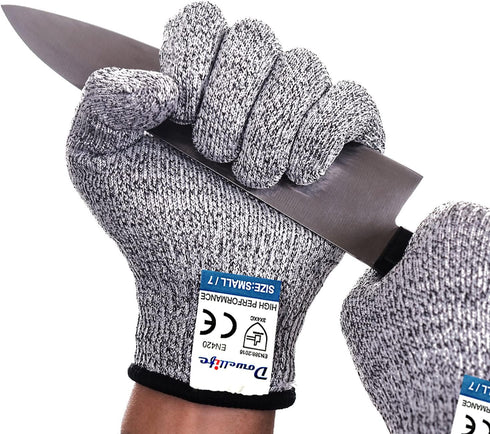 Dowellife Food Grade Cut Resistant Gloves Level 5 Protection for Kitchen Cuts, Oyster Shucking, Meat Cutting (X-Large)