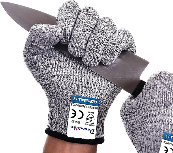 Dowellife Food Grade Cut Resistant Gloves Level 5 Protection for Kitchen Cuts, Oyster Shucking, Meat Cutting (X-Large)