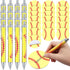 Yeaqee 32 Pcs Softball Party Favors, 16 Pcs Black Ink Ballpoint Pens, 16 Pcs Softball Sticky Note Pad, Bulk Gifts