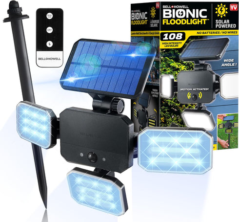 Bell+Howell Bionic Flood Light ASON TV, Solar Lights Outdoor Waterproof- 50% Brighter