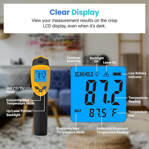 Etekcity 774 Infrared Thermometer Laser Temperature Gun, Digital IR Meat Thermometer for Cooking, Food, Grill