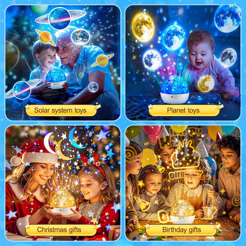 360Rotating+5 3-5, Solar System for Kids Projector Night Light, Films Planet Space Projector for Bedroom, Bright Night