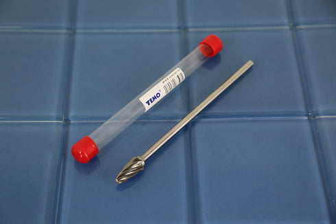 TEMO SF-5L6 NF Aluminum Cut Carbide Rotary Burr File, 1/2 Inch Head Round Tree, 1/4 Inch Diameter 6 Inch Long Shank