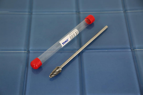 TEMO SF-5L6 NF Aluminum Cut Carbide Rotary Burr File, 1/2 Inch Head Round Tree, 1/4 Inch Diameter 6 Inch Long Shank