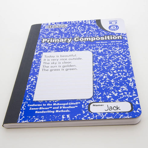 BAZIC Primary Journal Composition Book, Blue Marble, 100 Sheet Writing Grades K-2 Notebook