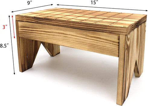 ZNCO Wooden Step Stool, Rustic Pine Wood Kitchen Bedside Stool, Ultra-Sturdy Construction for High Beds, Adult Wood