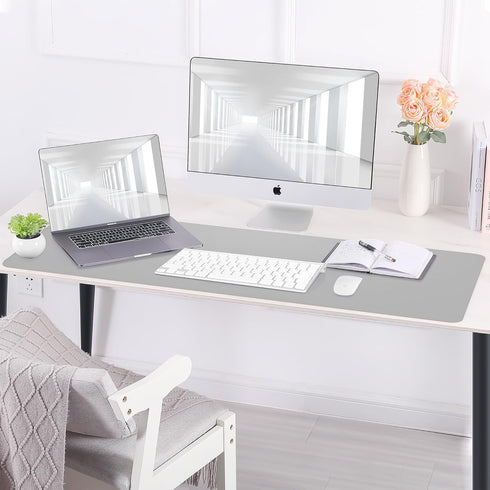 Desk Mat, 35.4" x 17" Leather Desk Pad, Double-Sided Large Mouse Pad, Waterproof Desk Blotter for Office & Home