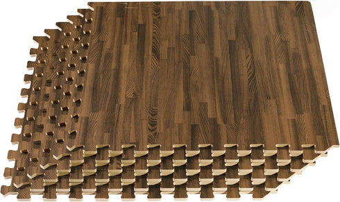Forest Floor 5/8 Inch Thick Printed Foam Tiles, Premium Wood Grain Interlocking