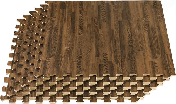 Forest Floor 5/8 Inch Thick Printed Foam Tiles, Premium Wood Grain Interlocking