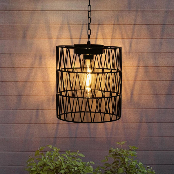 Livinlarge Hanging Pendant Lights,Metal Solar Outdoor Chandelier,Solar Hanging Lights with Warm White
