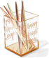 Paper Junkie Gold and Clear Acrylic Pen Holder with Inspirational Quotes, 2.95 x 4.45 In