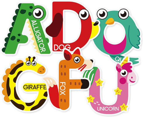 BeYumi 52Pcs Animal Alphabet Cutouts ABC Letters, Educational Materials for Back to School, Preschool Classroom