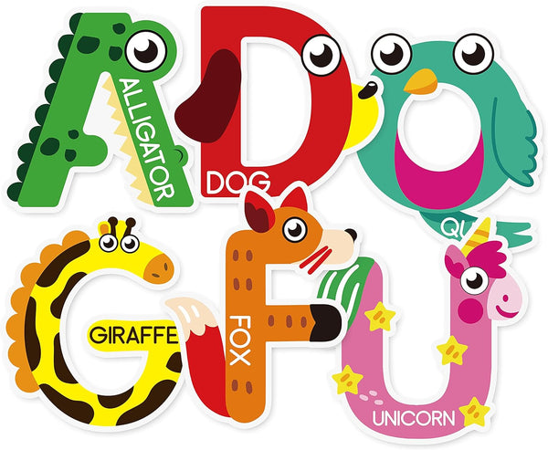 BeYumi 52Pcs Animal Alphabet Cutouts ABC Letters, Educational Materials for Back to School, Preschool Classroom