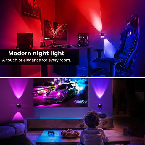 2 Pack L LOHAS LED Night Light Projector, Color Changing Night Light Plug into Wall, Dusk to Dawn Sensor, Rotating