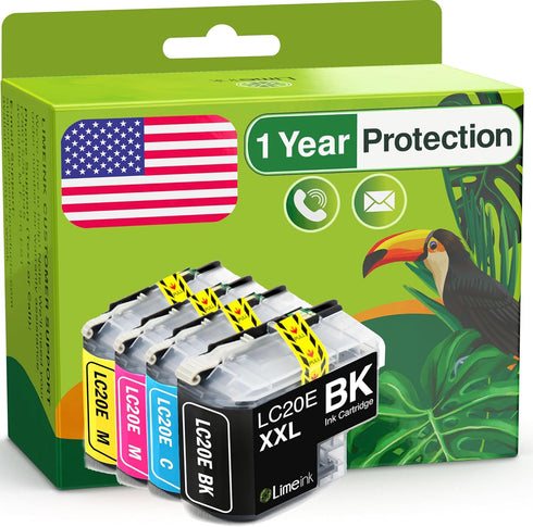 Limeink Compatible Ink Cartridges for Brother LC20e Ink Cartridges, 4 Pack