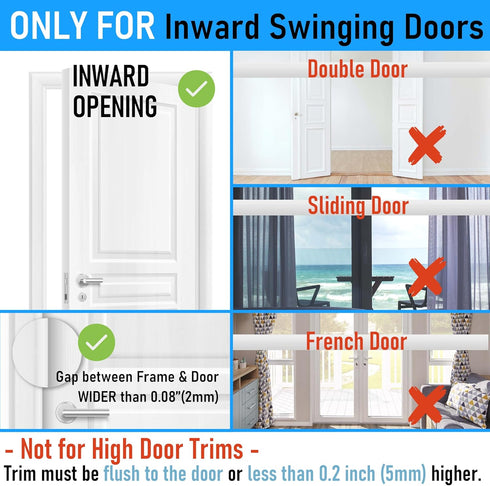 3Pack Home Security Door Reinforcement Lock, Childproof Safety Door Lock Latch Inside Stopper, Add High Security