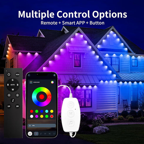 IP67, 200+ KSIPZE Permanent Outdoor Lights Waterproof Smart RGB+IC Eaves LED Lights with App & Button Control, Dynamic