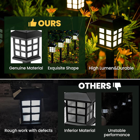Lights,12 Pack 10 GIGALUMI Solar Outdoor LED Solar Lights Outdoor Waterproof, Solar Walkway Lights Maintain Hours