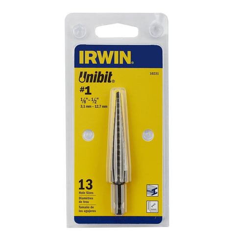 Irwin Tools IRWIN Step Drill Bit, 1/8-Inch to 1/2-Inch, 1/4-Inch Shank, Silver