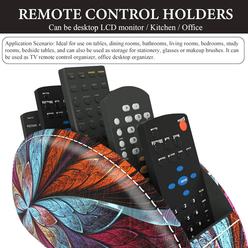 QIELIZI Remote Control Holder, PU Leather Desktop Organizer with 5 Spacious Compartments for TV Remotes and Office
