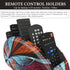 QIELIZI Remote Control Holder, PU Leather Desktop Organizer with 5 Spacious Compartments for TV Remotes and Office