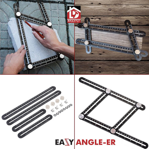 Easy Angle-ER Heavy Duty Template Tool - Ultimate Multi Angle Ruler for Measuring Angles - Premium Metal Alloy Tool