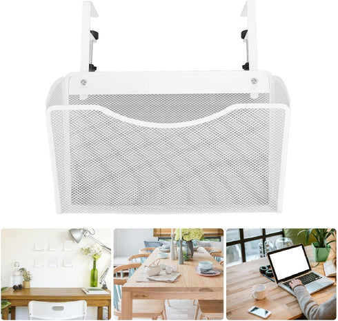 Yosoo Health Gear Hanging Desk Side Organizer, Adjustable Carbon Steel and PP Mesh, Clamp On Storage for Office Home