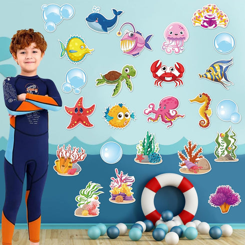 Tropical Fish Cutouts, Classroom Bulletin Board Decorations for Toddler Kids School Fishing Party Supplies