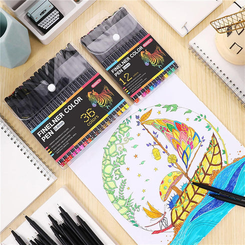 YIKANGHENG 24 Pcs 24 Colors Fine Point Line Drawing Pens, 0.4mm for Painting, School and Office Supplies