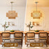 18" 3-Tier Boho Rattan Chandelier Light Shade, Hand Woven Drum Rattan Lampshade for Kitchen Island Dining Room Living