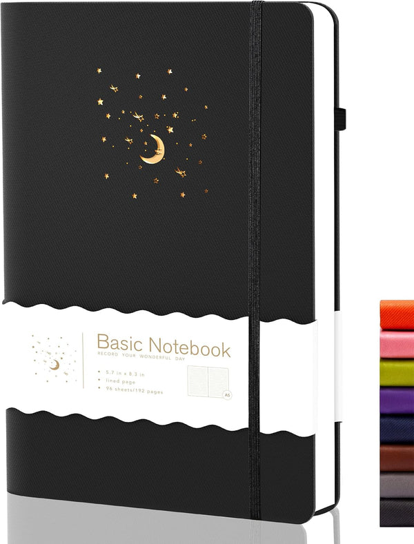 CAGIE Lined Journal Notebook for Work, 196 Pages, 5.7" x 8.3", Hardcover Journals for Writing with Pen Loop
