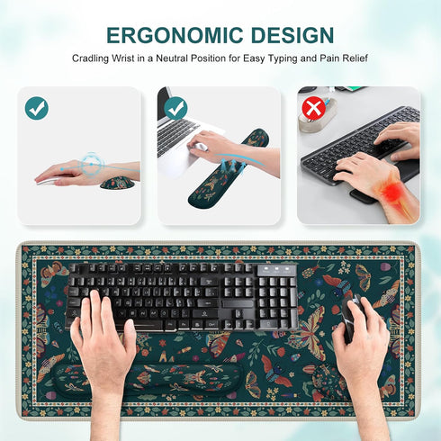 iCasso 3Pcs Large Mouse pad for Desk, Computer Desk Mat, XXL Keyboard and Mouse Pad + Keyboard Wrist Rest, Desk Matt