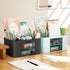 Marbrasse Pen Organizer with 2 Drawers, Multi-Functional Pencil Holder for Desk, 5 Compartments + Drawer (Black)
