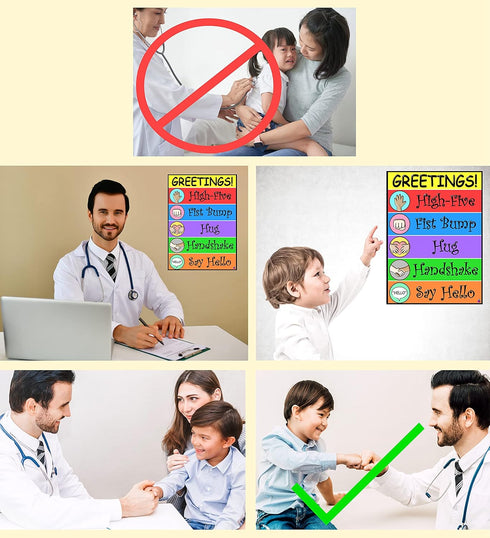 Greetings Poster for Kids, Laminated 14x19.5 in. Classroom Decorations and Back to School Supplies