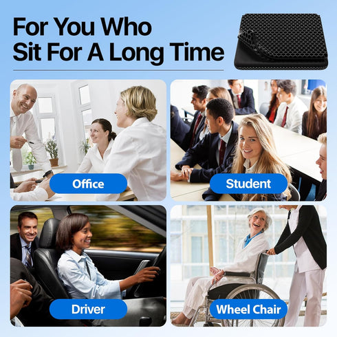 OMCOZY Gel Seat Cushion, Cooling Thick Big Breathable Honeycomb Design Absorbs Pressure Points Seat Cushion