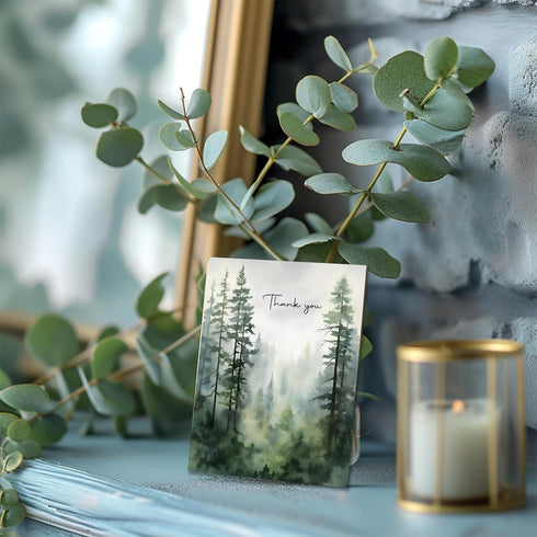 Thank You Cards Set of 20, 4x6 Inches Watercolor Nature Forest Cards with Envelopes for All Occasions