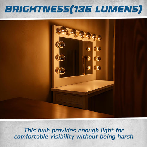 G16.5 Bulb 25W E12 135 2700K Bulb Pack 2 OHLECTRIC Half Chrome Light with Base and Lumens | Warm White Color