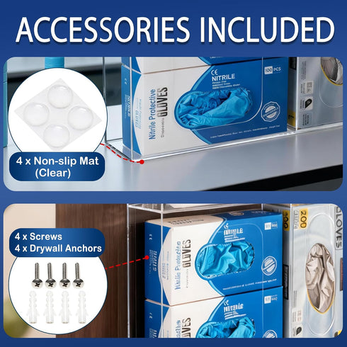 SEANADO Acrylic Disposable Glove Holder for Wall Mount or Tabletop , Clear Glove Box Organizer Rack Dispenser with Lid